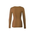thumbnail image 2 of Bozzolo Women's RT1200 Basic Round Neck Long Sleeve T Shirt Top Mocha S, 2 of 3