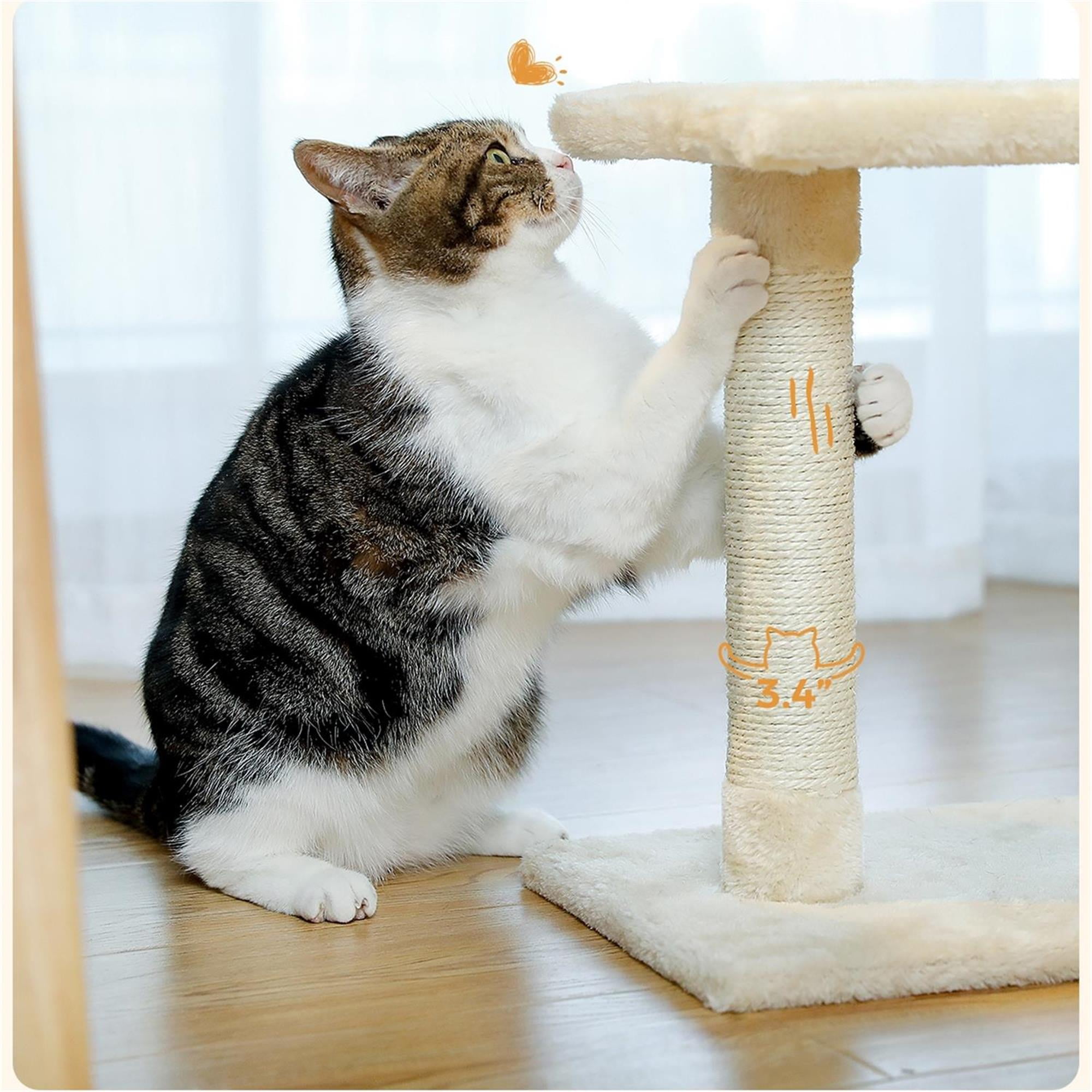 Kadyn 28.5'' Tall Cat Tree Tower, Three Tier Cat Tree House for Indoor Cats Modern Kitten Cat Climbing Tree, Beige