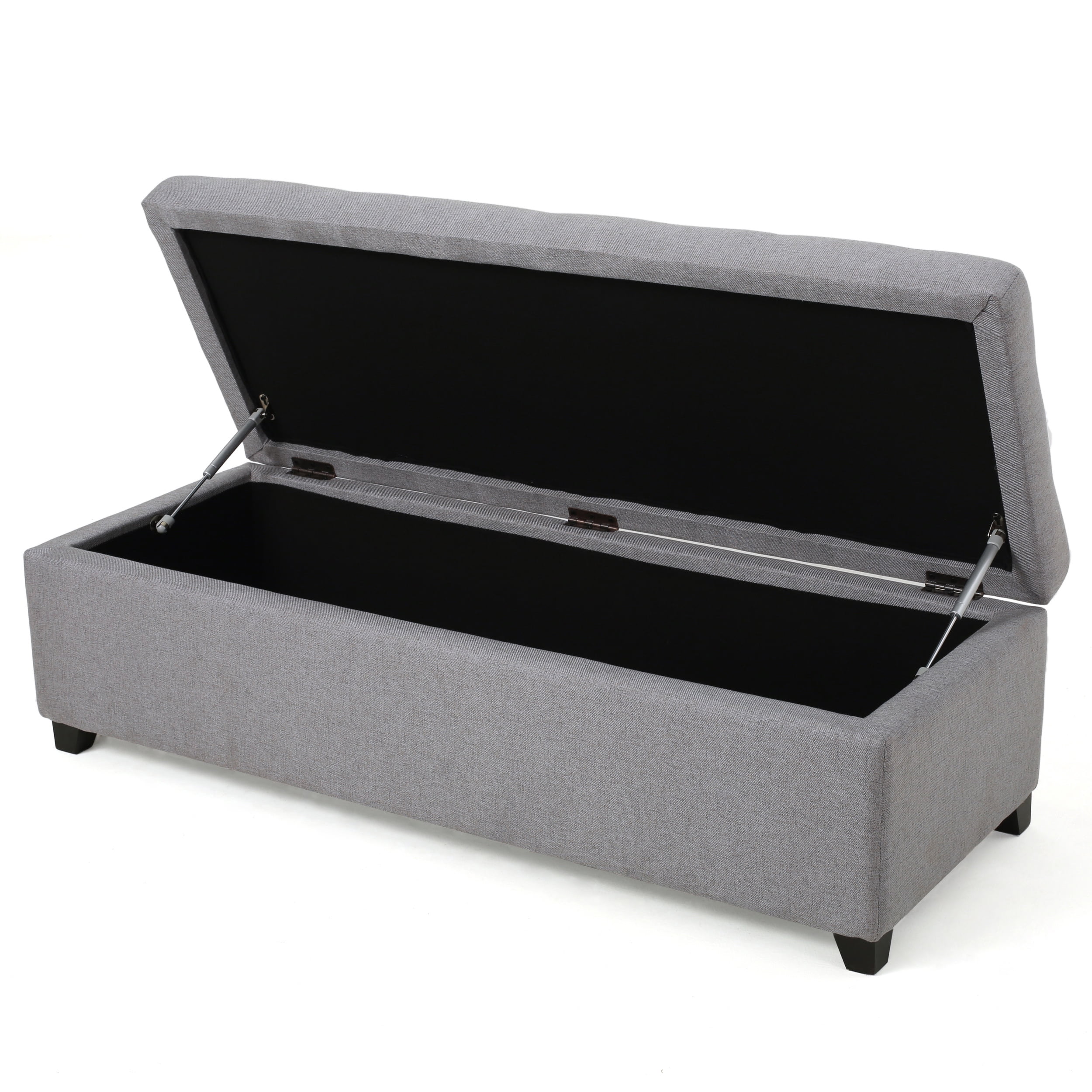 Noble House Hampton Contemporary Tufted Fabric Storage Ottoman, Gray