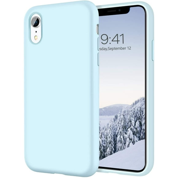 iPhone XR Cases, iPhone XR Case FYBTO Slim Lightweight Smooth Liquid Silicone Soft Gel Rubber Microfiber Lining Cushion Texture Cover Shockproof Protective Phone Cases for iPhone 10 XR, Light Blue