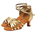 thumbnail image 3 of FRSASU Women's Latin Dance Shoes Satin Professional Ballroom Salsa Practice Performance Dance Shoes Gold, 3 of 6