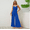Blue, variant on Summer Women's Sexy V-Neck Halter High Wide Leg Jumpsuit Sleeveless Spaghetti Straps High Waist Loose Long Romper Pants