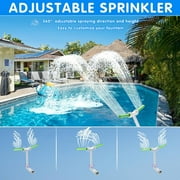 Pool Fountain, Luminous Double Spray Spa and Swimming Pool Waterfall Fountain for Above Ground/Inground Pools, Adjustable Nozzle Outdoor Garden Sprinkler Fountain Cooler