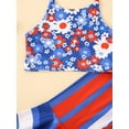 thumbnail image 6 of Toddler Baby Girl 4th of July Outfit Floral Print Sleeveless Halter Crop Vest Top with Flare Pants Set Patriotic Clothes, 6 of 9