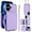 Violet, variant on For iPhone 16 Phone Case Wallet Card Holder,RFID Blocking PU Leather Back Magnetic Flip Kickstand Folio Case Wrist Lanyard & Crossbody Strap Protective Women Girls Cover,Violet