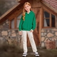 thumbnail image 6 of Hjtefg Girls' Hooded Jacket - Cozy Winter Zip-Up Outerwear for Toddlers, Soft Warm Pullover with Pockets, Casual Play Outfit,Color: 2-Green Size: 10-12 Years, 6 of 8
