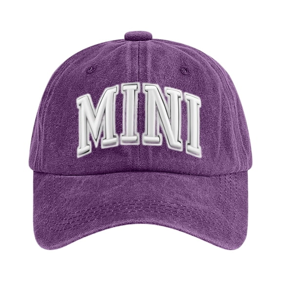 Boyscolos Washed Distressed Baseball Cap with MINI Letter Print, Adjustable Soft Hat Casual Outdoor Sports Sun Hat for Men Women Purple One Size