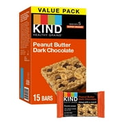 KIND Healthy Grains Gluten Free Peanut Butter Dark Chocolate Snack Bars, Value Pack, 1.2 oz, 15 Count