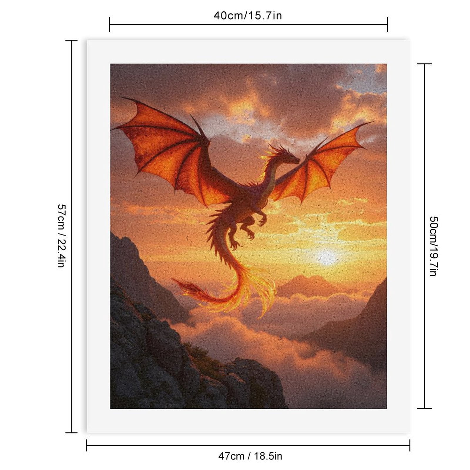 Paint By Numbers Kit for Adults Beginner - DIY Fire Dragon Soaring At Sunset Canvas Painting Kits for Adults, Frameless Paint By Number for Adults for Home Wall Decor 16x20 Inch