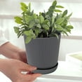 thumbnail image 1 of Green Plastic Flower Pots Balcony Vegetable Garden Green Plant Pot Container With Base Home Succulent Bonsai Plant Storage, 1 of 7