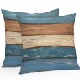 thumbnail image 2 of Throw Pillow Covers 16x16 Inch Set of 2, Farmhouse Navy Blue Brown Waterproof Outdoor Pillow Covers, Vintage Wooden Striped Decorative Cushion Pillowcases for Couch, Sofa, Bed, Garden, Patio, 2 of 9
