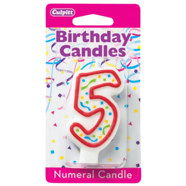 Culpitt Red Number Five (5) Birthday Candle 1 Candle 13204