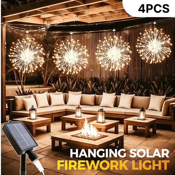 Slssqhz 4 Pack Firework Starburst Lights 8 Modes LED Battery Operated Chandelier Star Lights with Remote, Hanging Ceiling Decor for Bedroom, Yard, Patio, Party, Christmas Decor