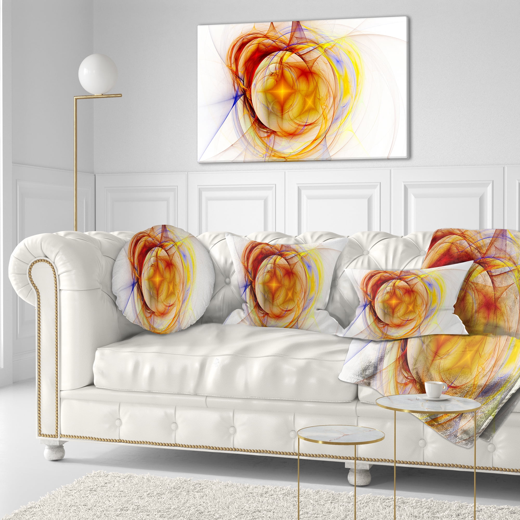 Designart Supernova Explosion in White - Abstract Throw Pillow - 12x20