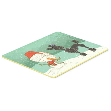 Black Poodle Snowman Christmas Kitchen or Bath Mat 24x36