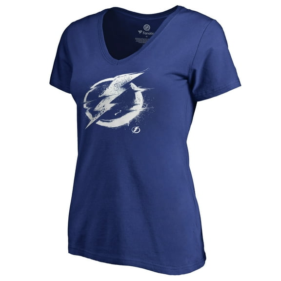 Women's Blue Tampa Bay Lightning Splatter Logo V-Neck T-Shirt