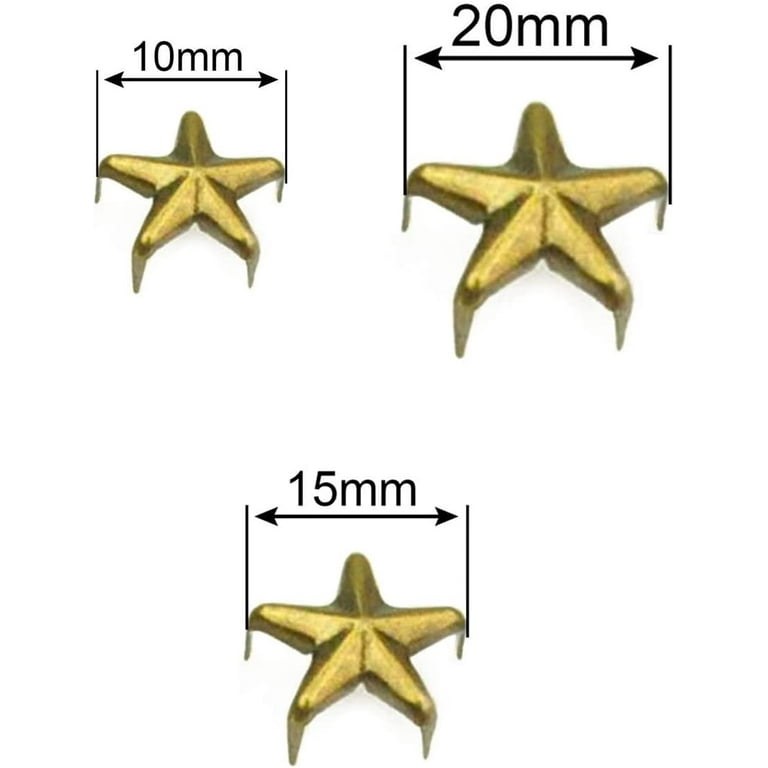 Trimming Shop 25 Pieces x 40mm Star-Shaped Studs with Spikes - Silver Hand Pressed 10mm Nail Head Rivets - Suitable for Leather Crafting, Decorating