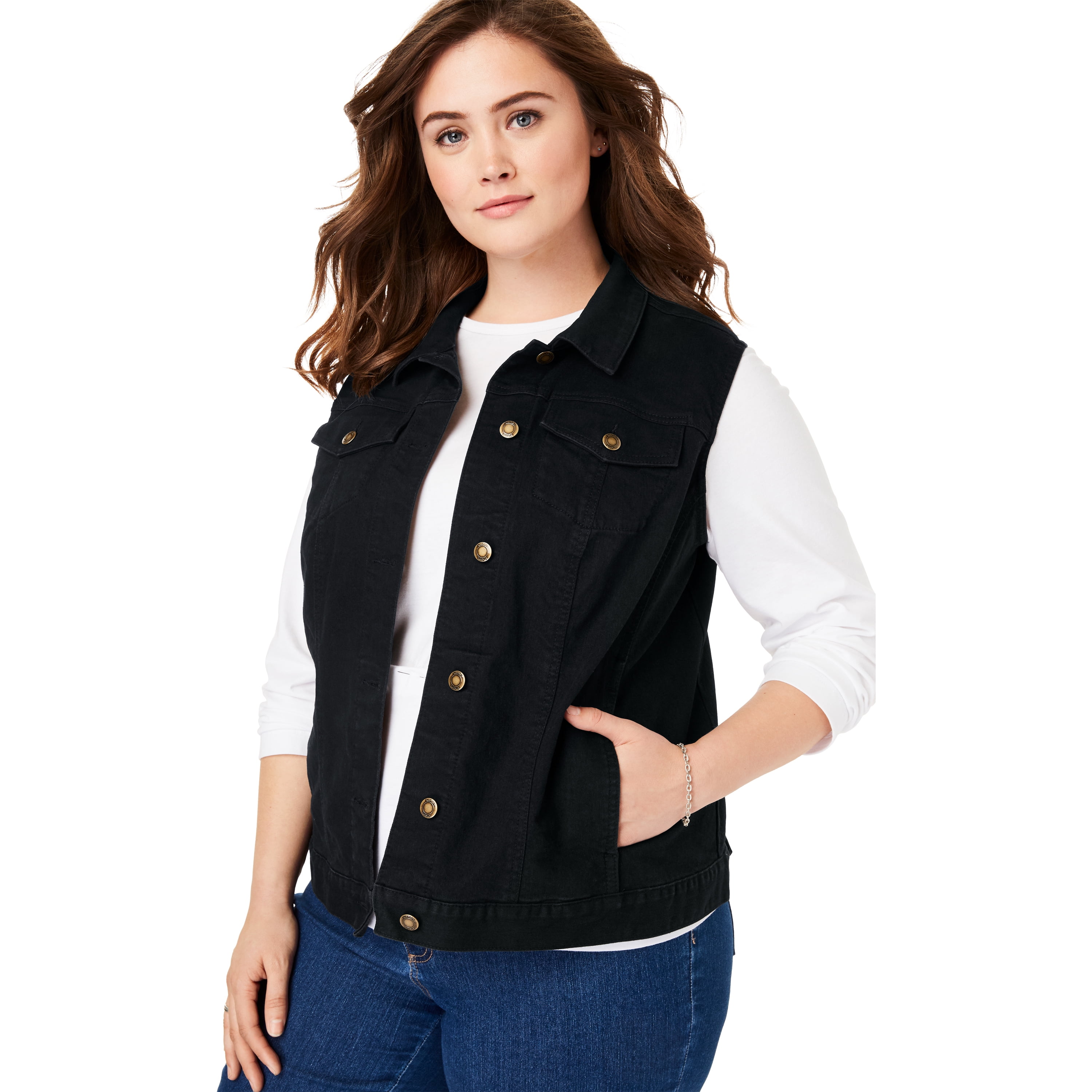 plus size jean vest