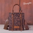 thumbnail image 4 of Wrangler Embossed Crossbody Bag for Women Top Handle Fringe Handbags and Western Mini Tote, Brown, 4 of 7
