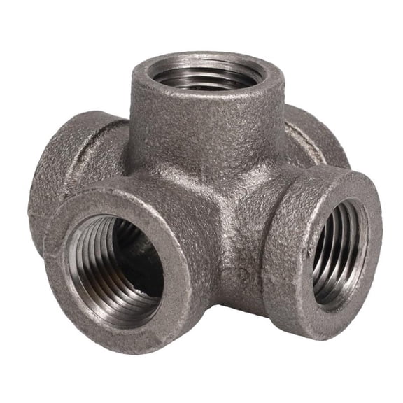 502710 Black Pipe 5-Way Cross, 1/2 In. - Quantity 6