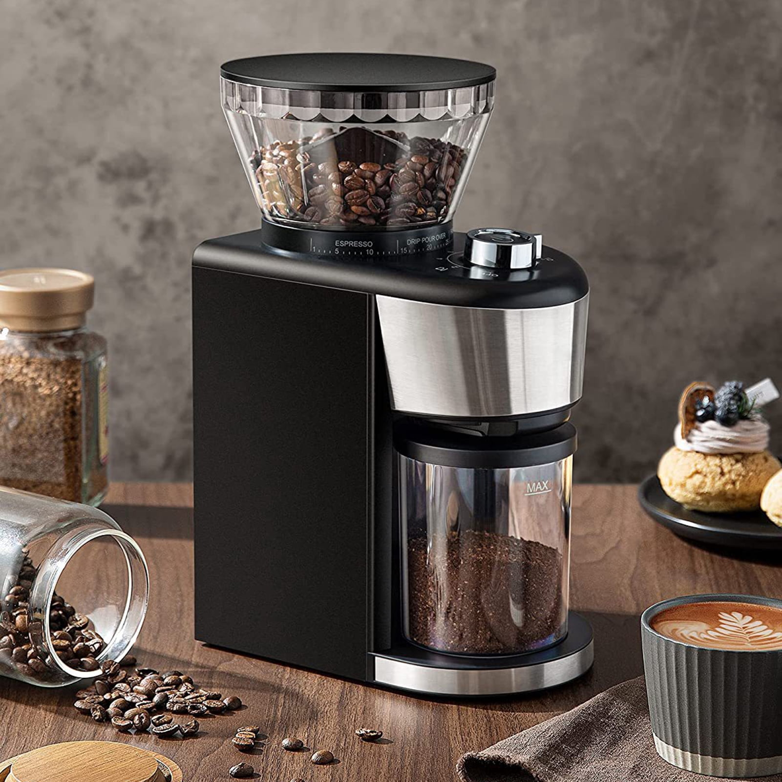 Cacagoo Burr Coffee Grinder, Electric Coffee Bean Grinder with 35 Precise Grind Settings, 2-12 Cup, for Espresso/Drip/Pour over/Cold Brew/French Press