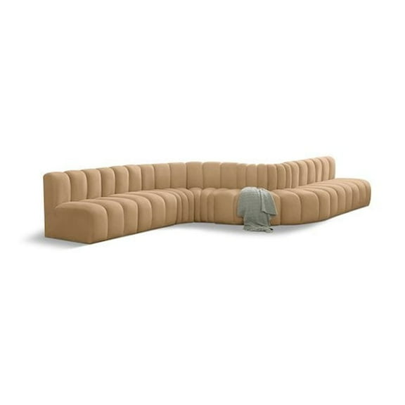 Meridian Furniture Arc Camel Velvet Modular Sectional