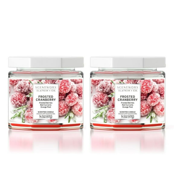 ScentWorx Frosted Cranberries Set of Two 3-Wick Candles