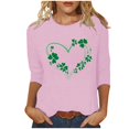 thumbnail image 2 of GaThRRgYP Womens Tops under $5,Tops for Women Plus Size,Women's St. Patrick's Day Printed Crew Neck 3/4 Sleeve T-Shirt Loose Tops Pink XL, 2 of 4