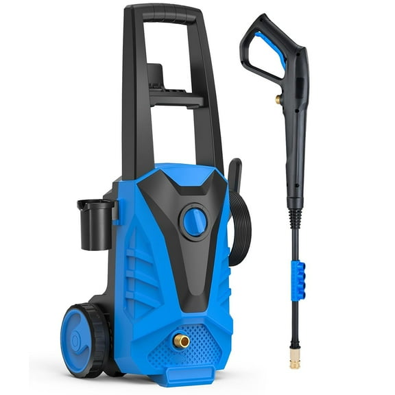 Atilioo Electric Pressure Washer, 2.0 GPM 2100 PSI High Pressure Cleaning Machine with Detachable Foam Cannon, Wheels, Ideal for Cars Fences Patios Driveways, Blue