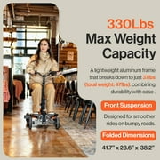 SuperHandy 4-Wheel Mobility Scooter - Lightweight, Foldable, 48V 2Ah Li-Ion Battery, Adjustable, Flat-Free Tires, 330lbs Capacity (Orange & Black)