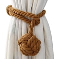 thumbnail image 3 of 2 Pack Curtain Tiebacks - Heavy Duty Curtain Rope Tieback, Handmade Rural Decorative Curtain Holdbacks (Light Coffee), 3 of 5
