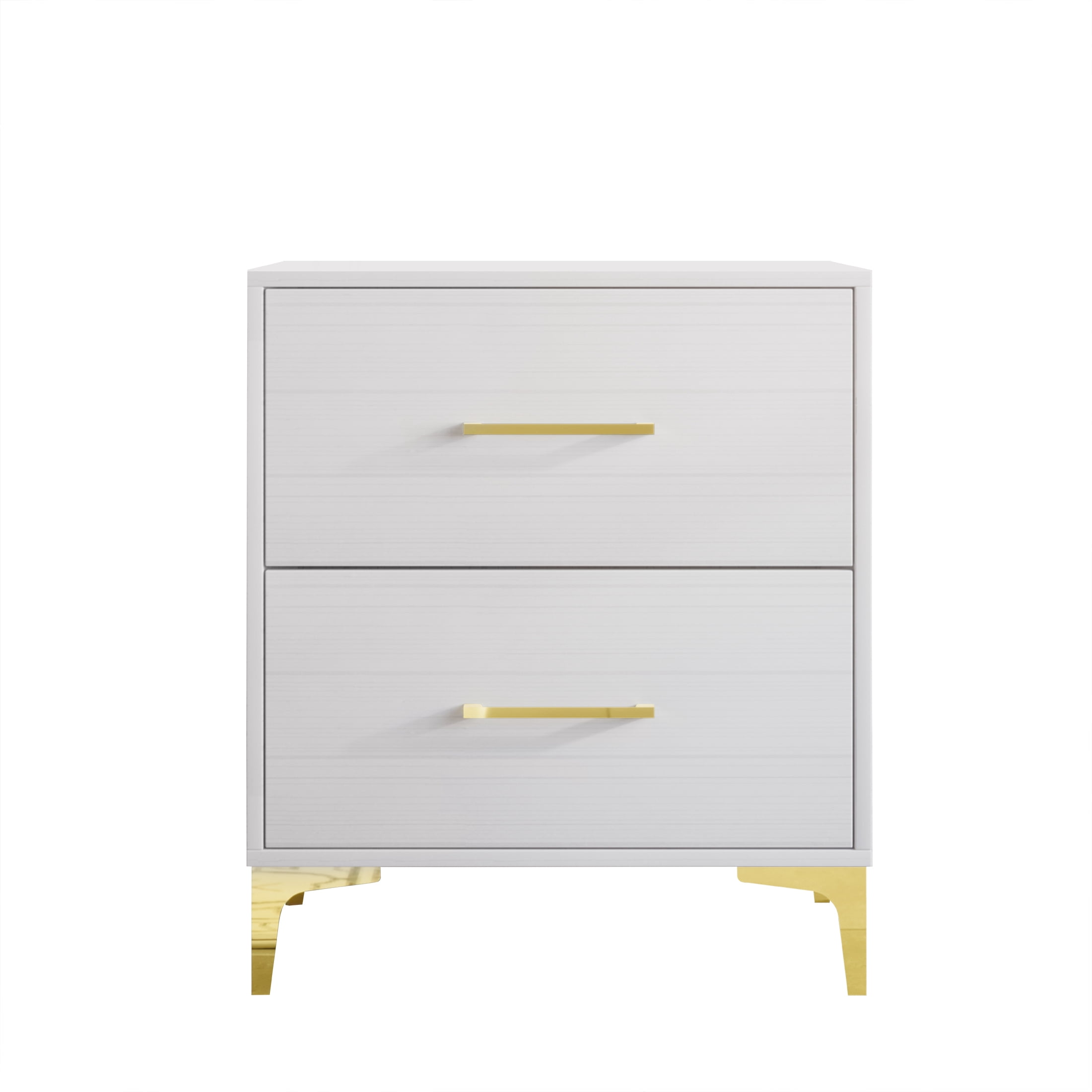 Castle Place Modern Glamour 2 Drawers Nightstand, White