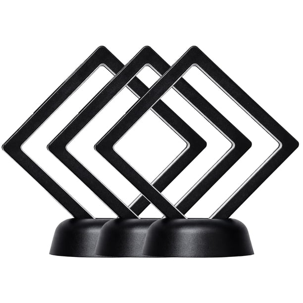 Exhibidor Flotante Joyería Vitra11 3Pzas Negro 11x11x2cm Película de PE Film Cuadrado Joyero/Exhibidor con Base.