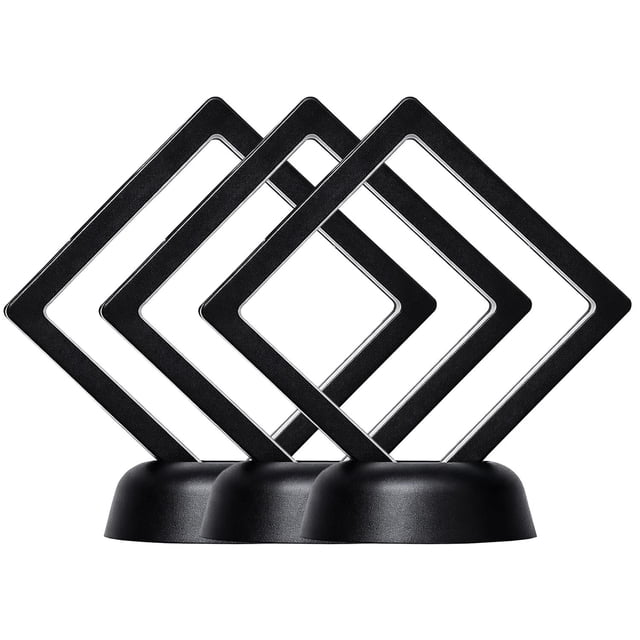 Exhibidor Flotante Joyería Vitra11 3Pzas Negro 11x11x2cm Película de PE Film Cuadrado Joyero/Exhibidor con Base.