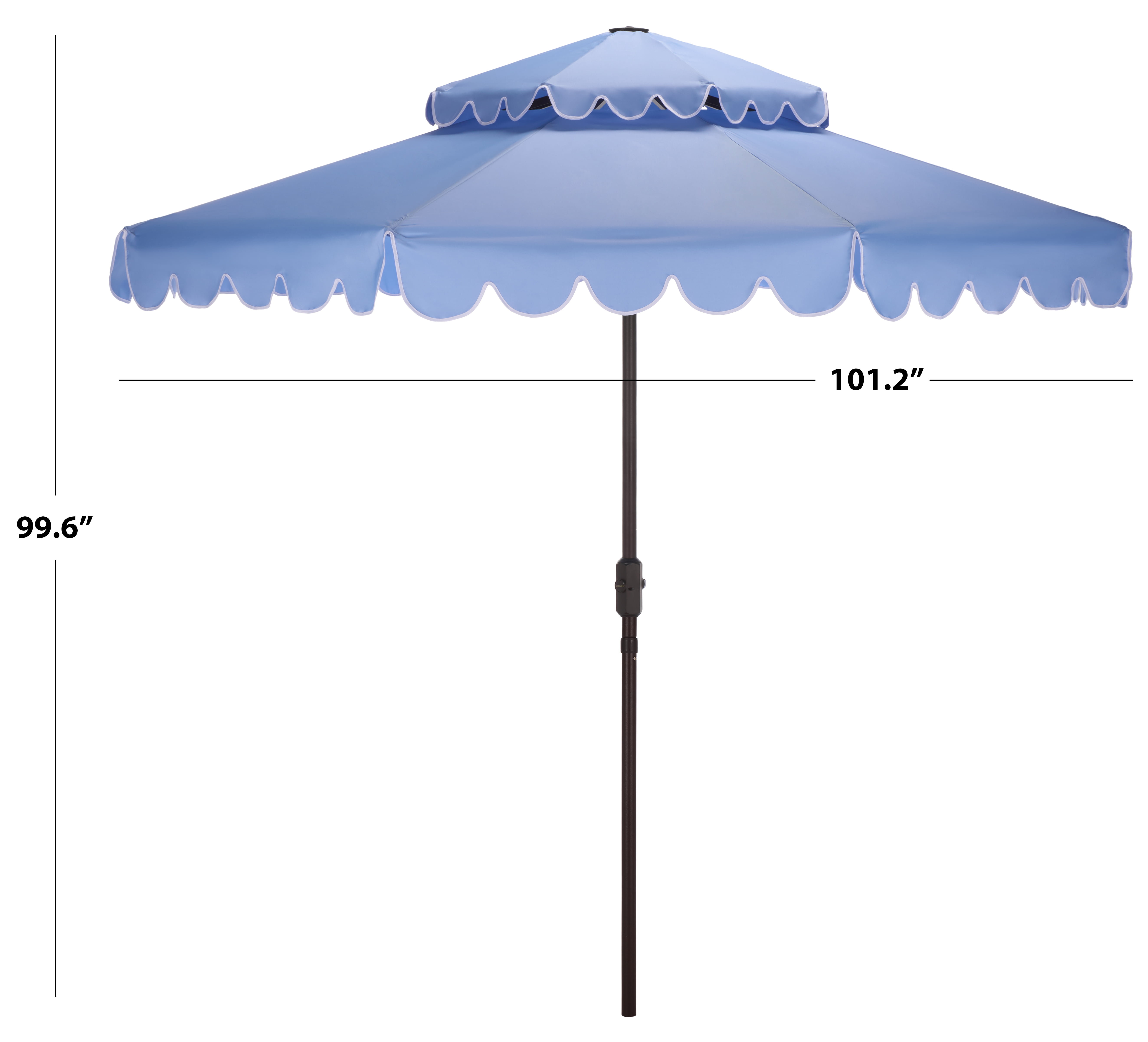Safavieh Outdoor Venice 9ft Doubletop Patio Umbrella, Baby Blue/White