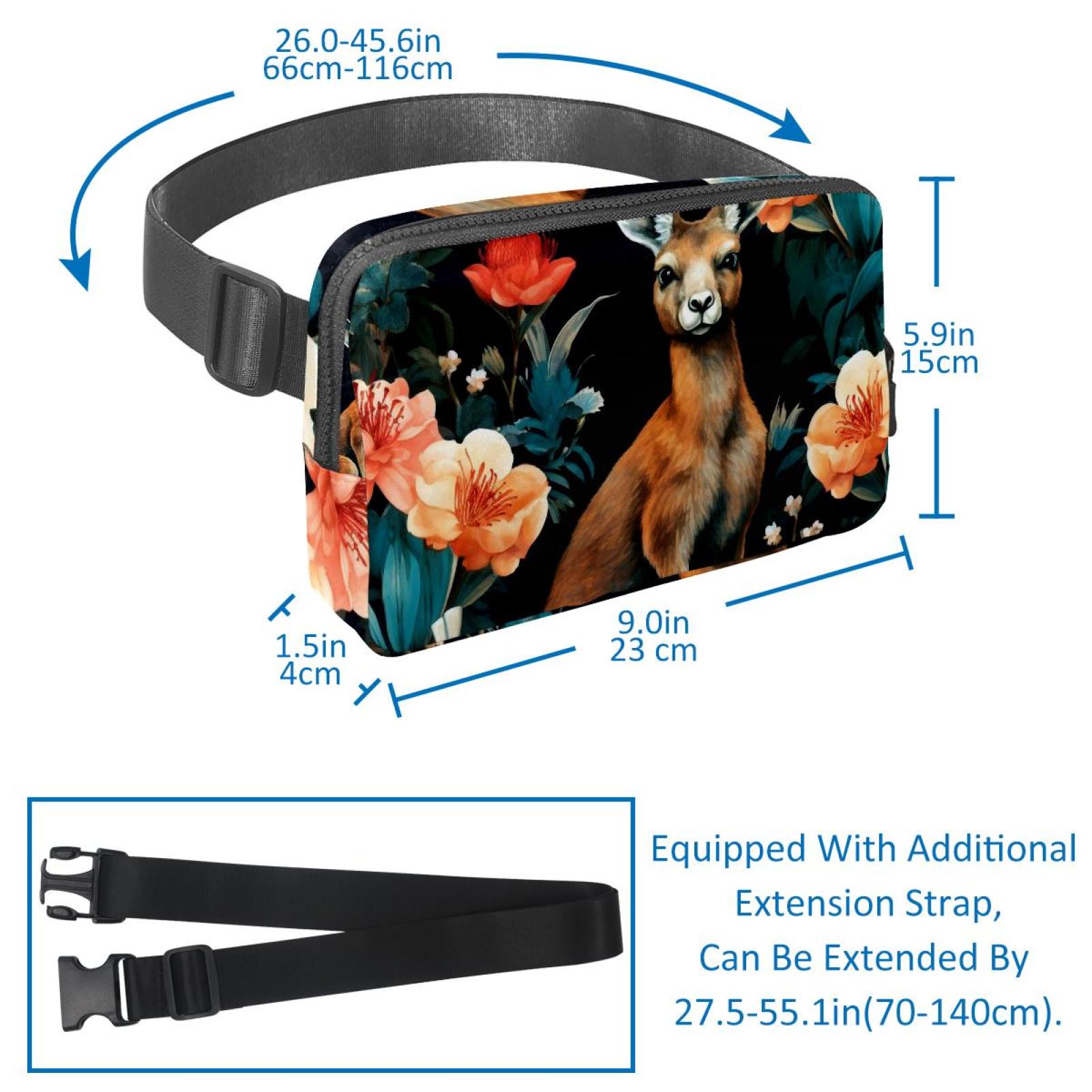 Kangaroo Adjustable Lightweight Waist Packs Fanny Packs Money Belt with Extension Strap Unisex