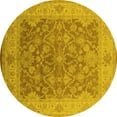 thumbnail image 1 of Ahgly Company Indoor Round Oriental Yellow Traditional Area Rugs, 7' Round, 1 of 4