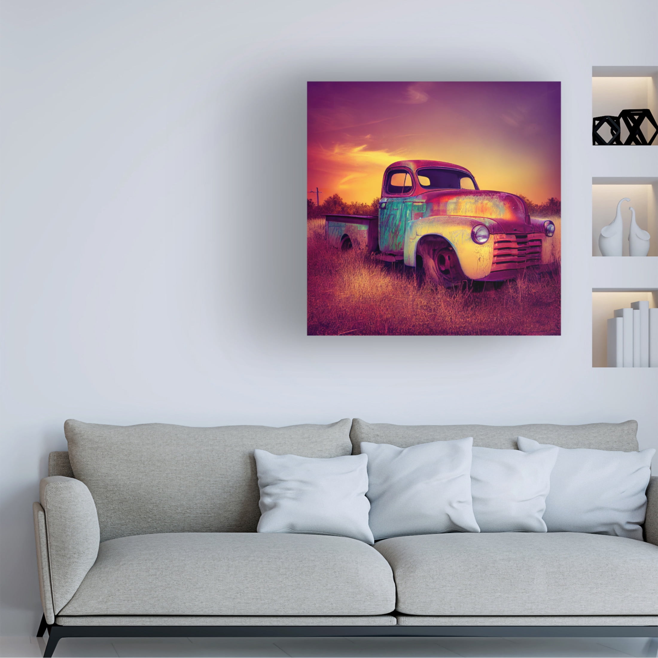 Canvas Wall Art - Ray Heere 'Route 66 5' Wall Art for Living Room, Bedroom, or Office Décor by Trademark Fine Art - 14 x 14 Inches