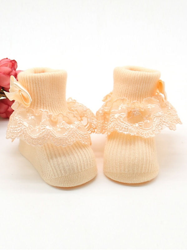 OUMY Infant Baby Girl Anti Slip Ruffle Lace Frilly Princess Socks 01Y