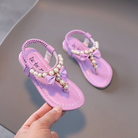 

YOHOME Girls Sandals Infant Kids Baby Summer Boeknot Pearl Crystal Princess