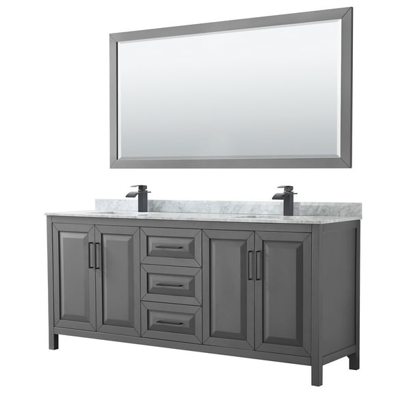 Wyndham Collection Wcv252580dunsm70 Daria 80" Free Standing Double Vanity Set - Dark Gray