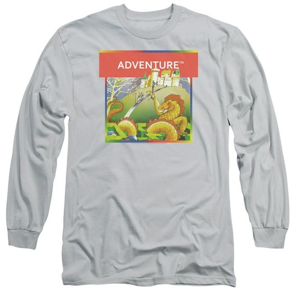 Atari Adventure Box Art Long Sleeve T-Shirt Adult 18/1 Silver