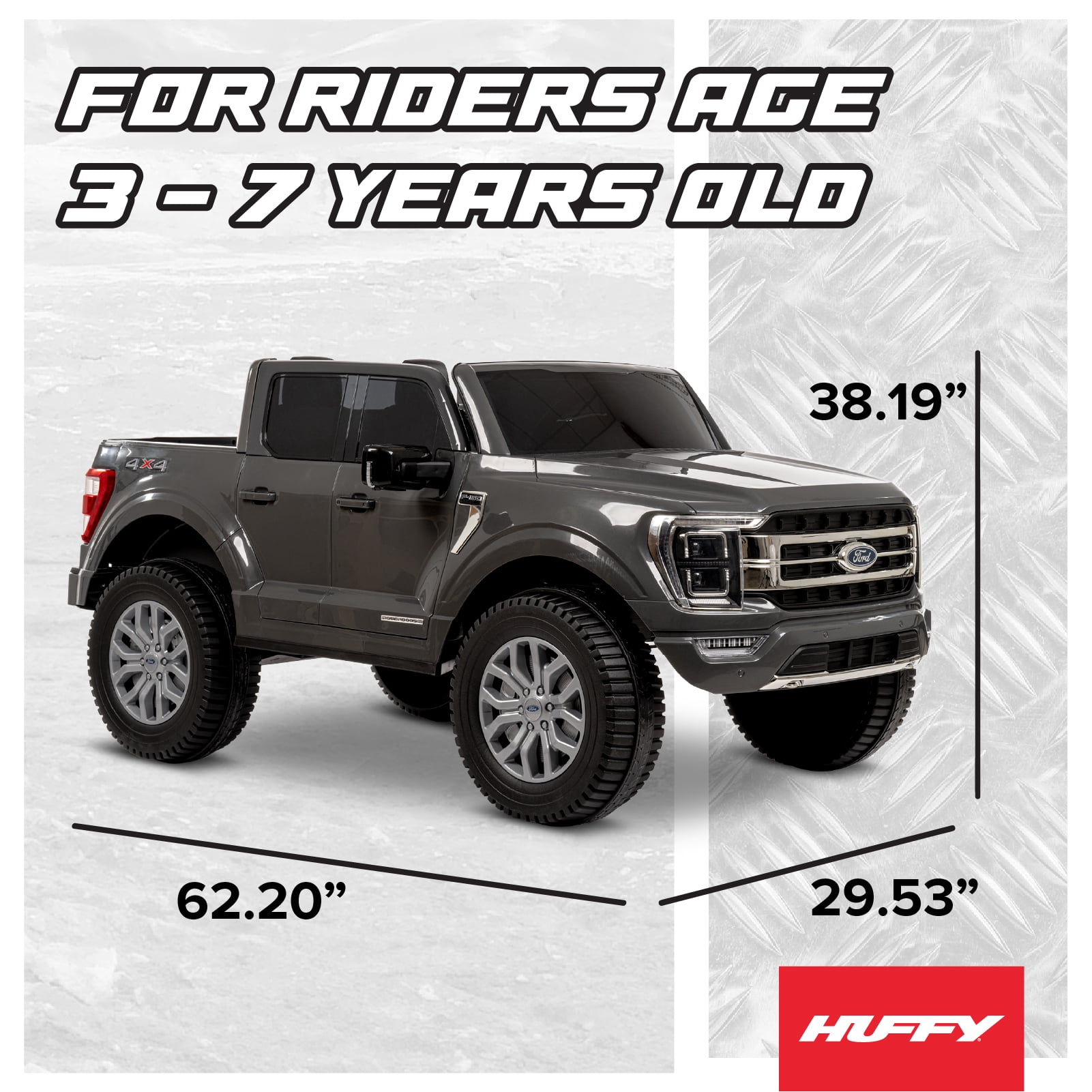 Huffy 12V Ford F-150 Raptor Ride-On Truck, Ages 3+, Gray, Kids, One Unit