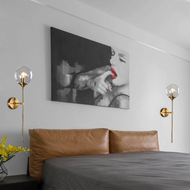 Applique Murale Dorée Éclairage Moderne Lumière de Meuble-Lavabo Mate Appliques Murales Intérieures avec Base E14 Ambre