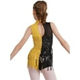 thumbnail image 2 of Alvivi Kids Girls Color Block Sequins Tassels Fringed Leotard Dress Ballroom Latin Dance Costume Yellow 16, 2 of 7