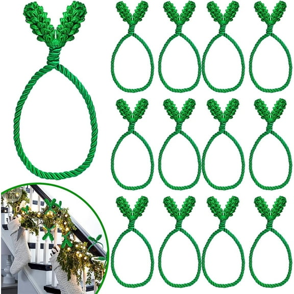 12Pcs Christmas Garland Tie,Christmas Decorative Twist Ties, Party Decoration Garland Tie,Xmas Reusable Flexible Decorative Twist Tie for Staircase Banister Railing Home Decoration Craft Wrapping