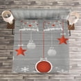 thumbnail image 3 of Ambesonne Christmas Quilted Bedspread Set 3 Pcs, Stars Baubles Snow, King Size, Grey Red White, 3 of 3