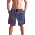thumbnail image 4 of Dailycode Men's Quick Dry Swim Trunks Beach Shorts Casual Summer Board Shorts with Pockets, Neon Topography Lines, 4 of 8