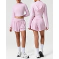 thumbnail image 2 of PISONIC Workout Sets for Women 2 Piece Long Sleeve Zip Up Jacket, High Waisted Yoga Shorts Gym Workout Sets, 2 of 7
