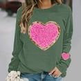 thumbnail image 2 of Sequin Heart Sweatshirts for Women Valentine's Crewneck Long Sleeve Pullover Tops Loose Graphic Hoodies Casual Trendy Shirts Fashion Lover Gift New Years Eve Outfits Women, 2 of 5